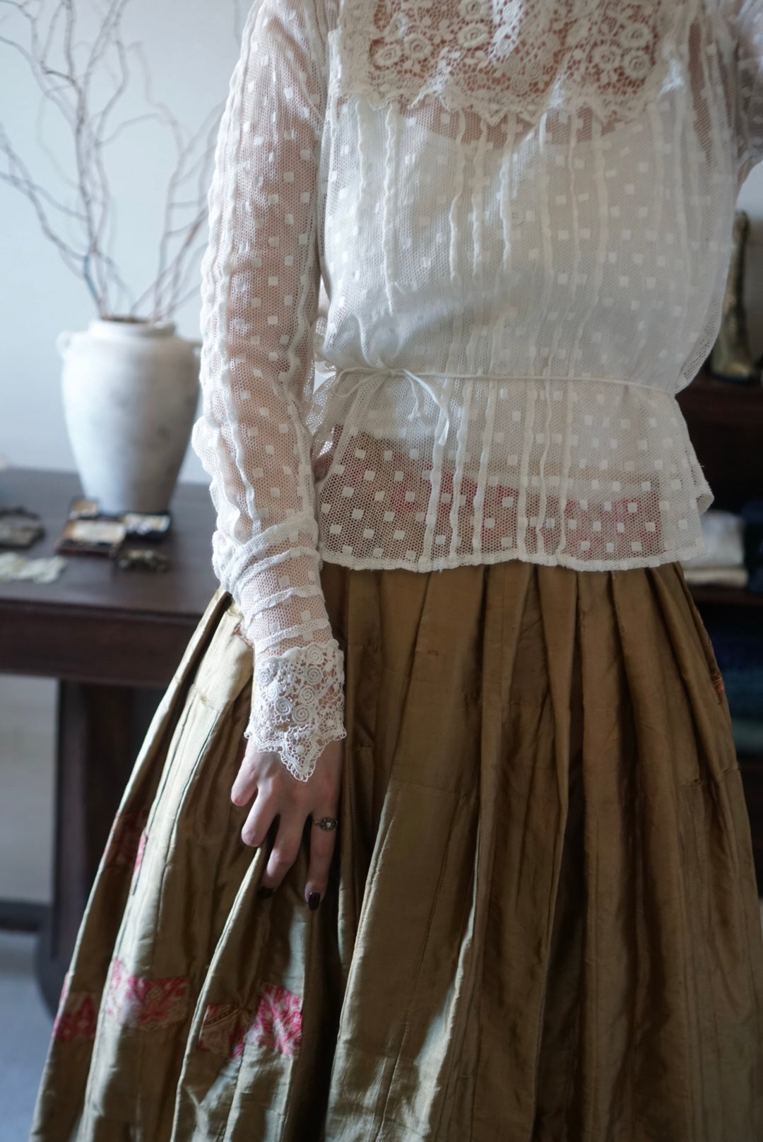 Edwardian High Neck Lace Blouse