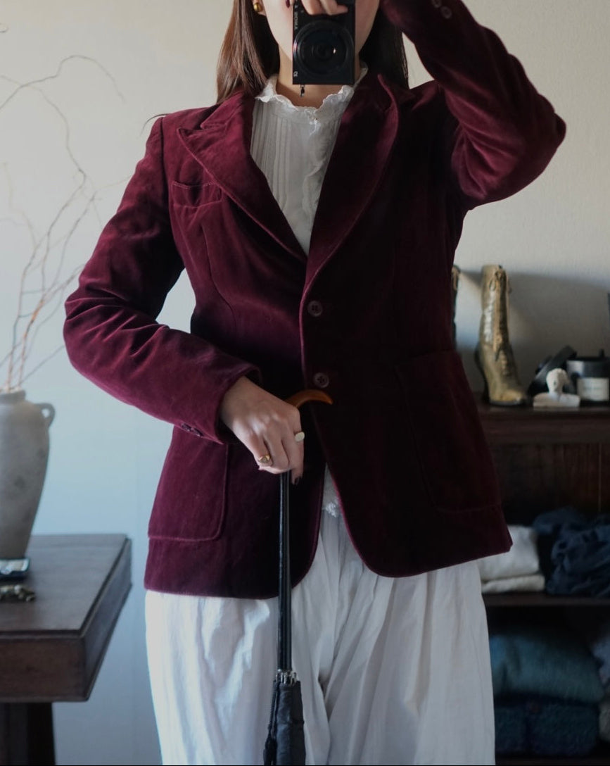 Vintage Winered Velvet Jacket