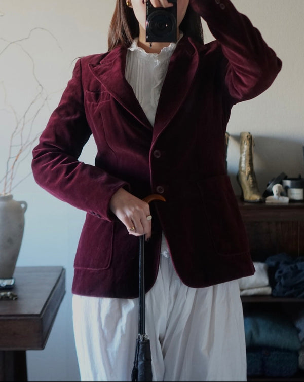Vintage Winered Velvet Jacket