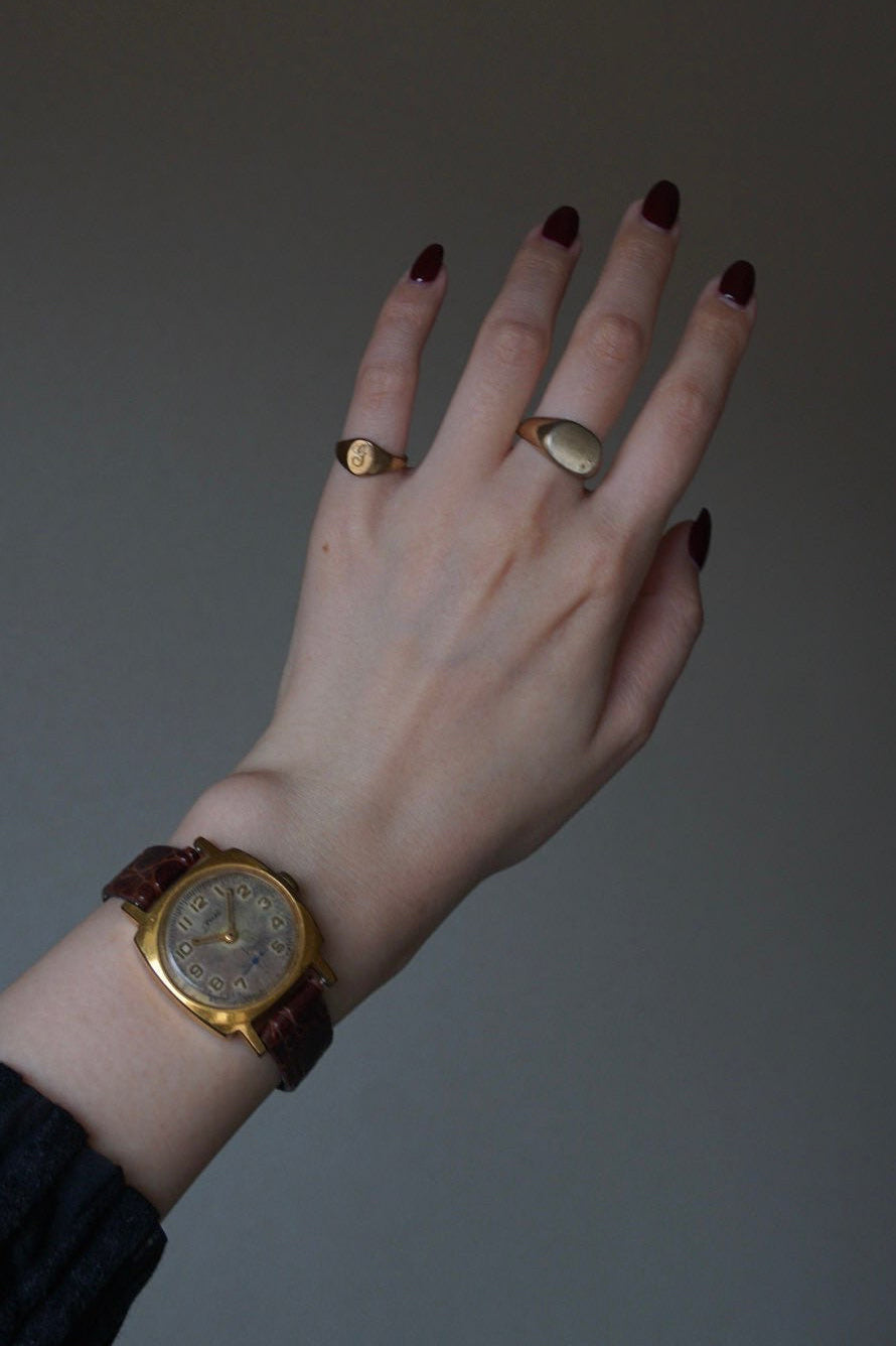 Vintage 10K RGP initial"G" Signet Ring
