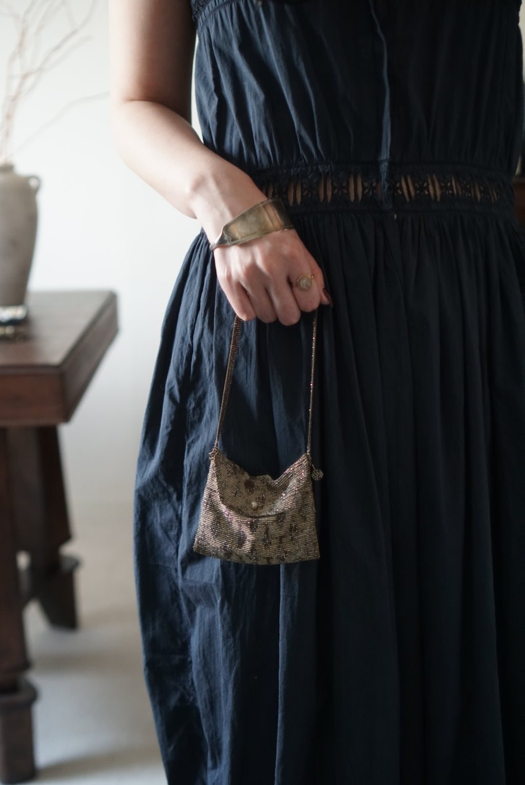 Antique French Black Cotton Dress