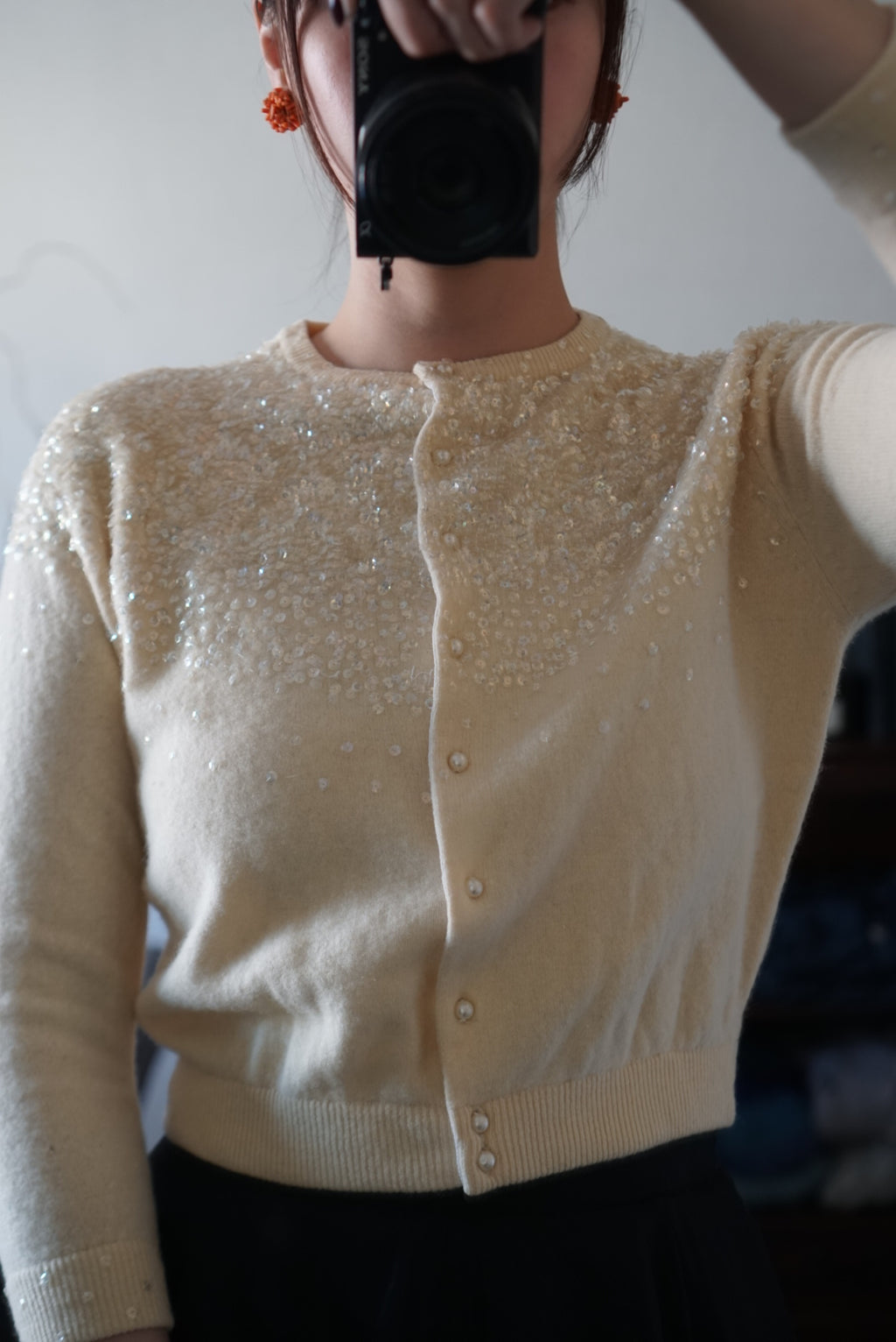 1950's Sequins Wool Cardigan