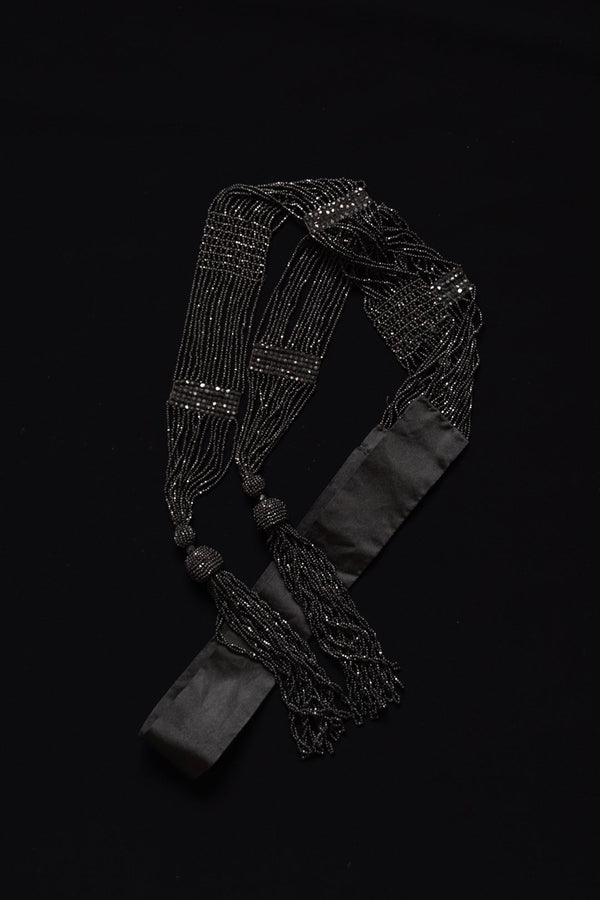 Victorian Jet Beaded Belt/Necklace with Tassels