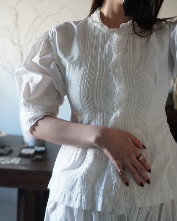 Antique French White Cotton Blouse