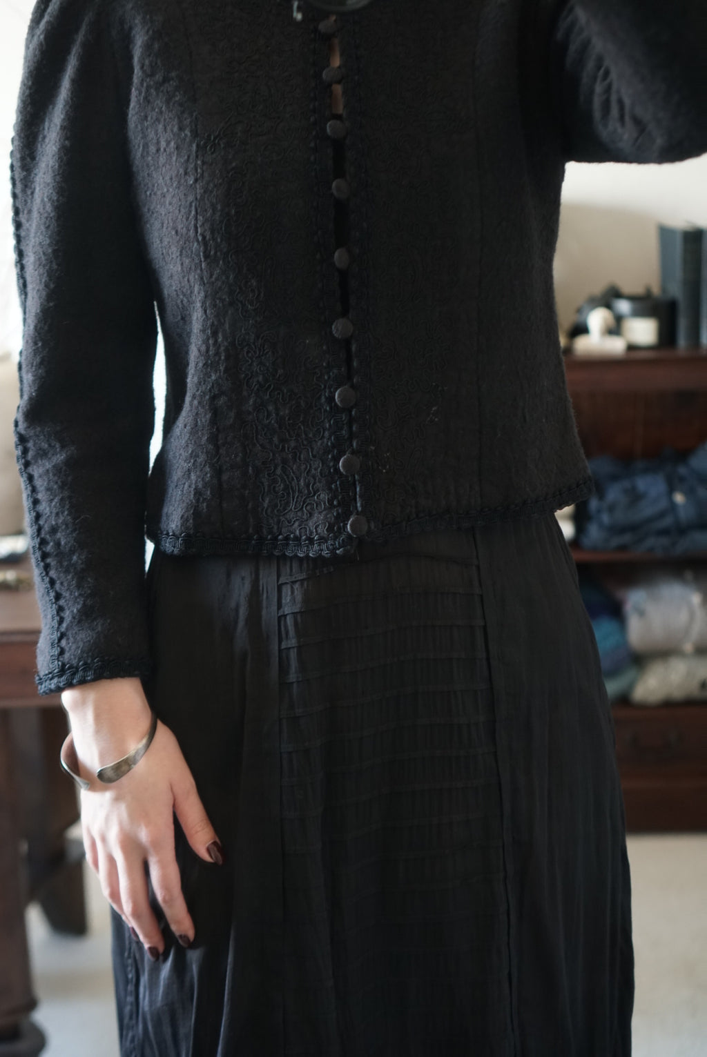 Victorian Black Cotton Slip Skirt