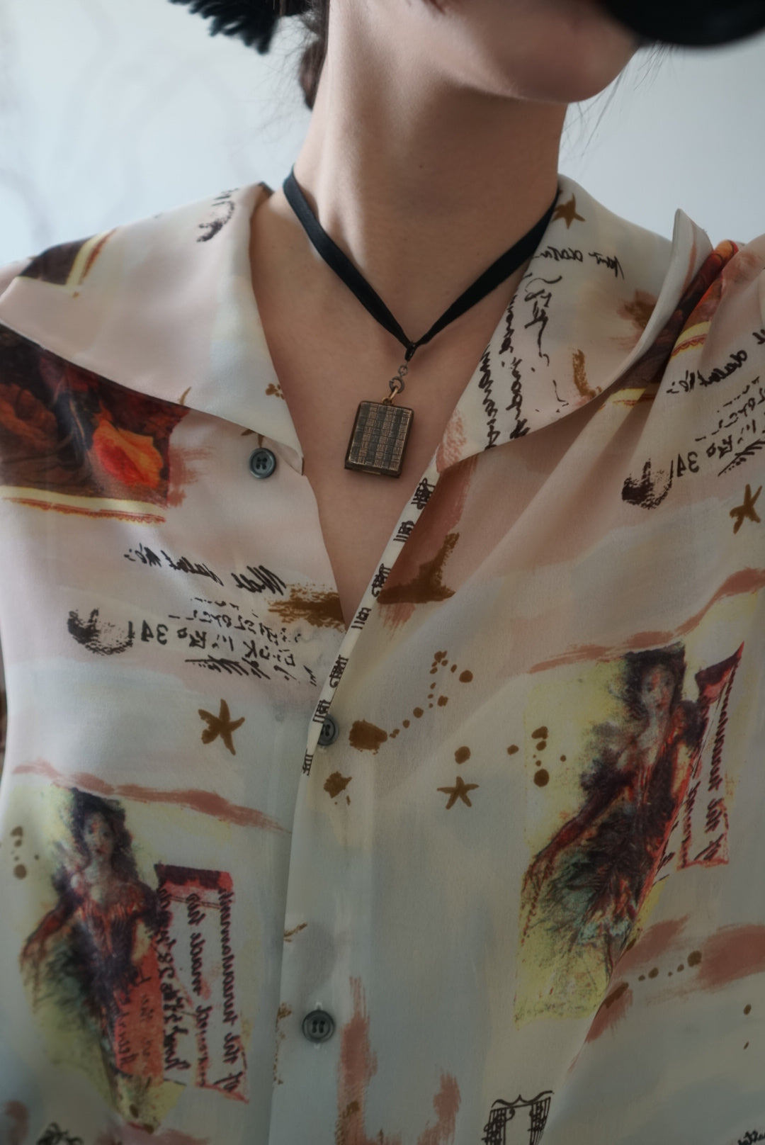 Vintage Printed Chiffon Shirt