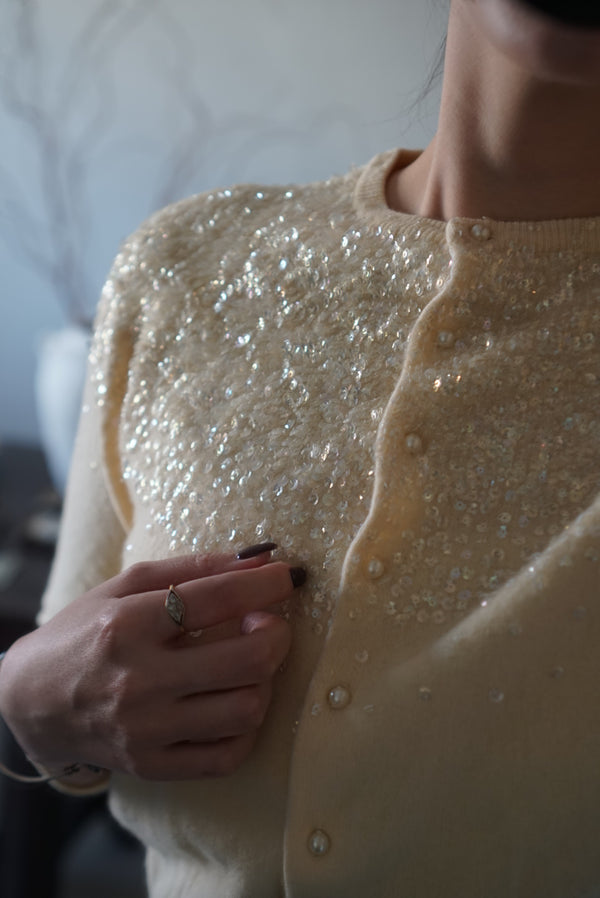 1950s Sequins Wool Cardigan