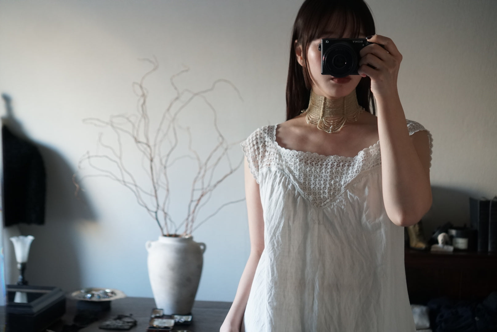 1920's Linnen Crochet Lace Nighty