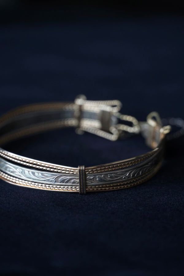 Antique Silver×Gold Wire Bangle
