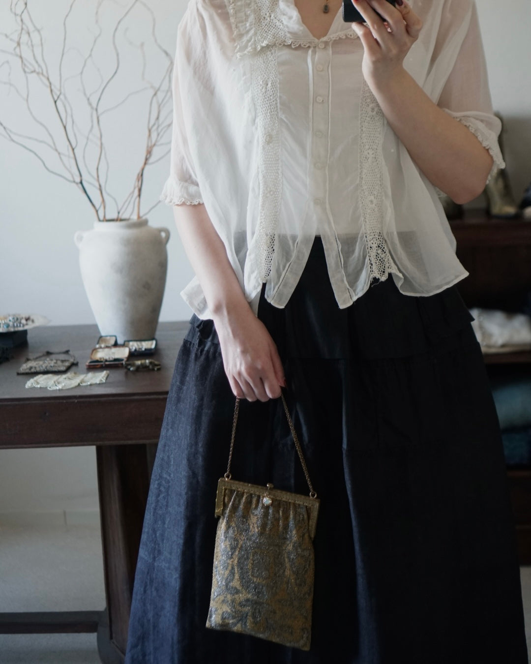 Antique French Micro Beads Bag
