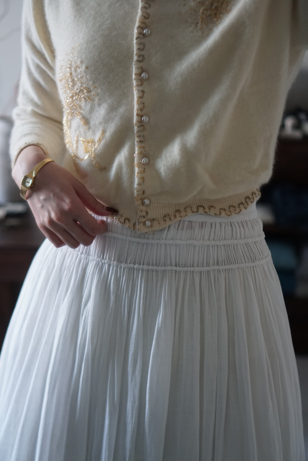Edwardian Small Flower Embroidery Skirt