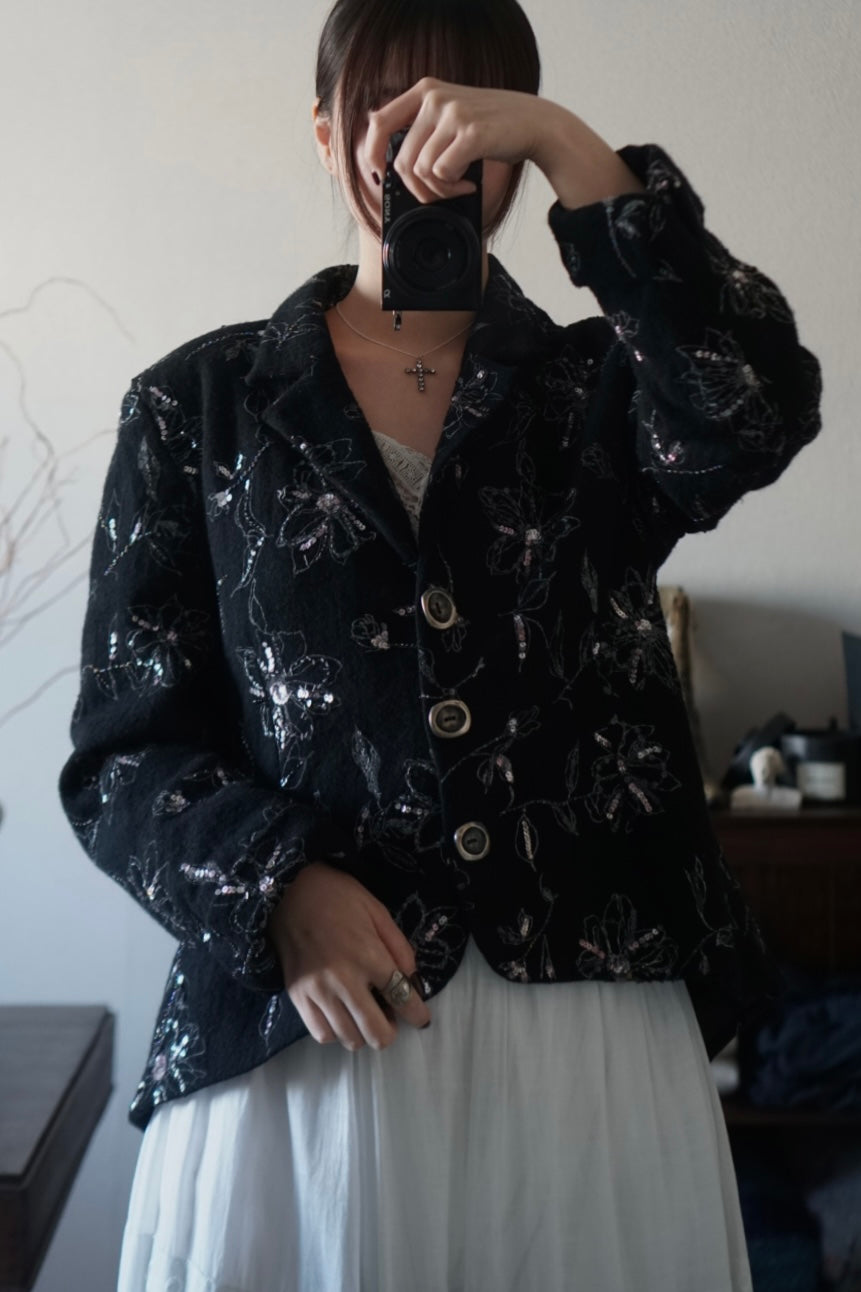 Vintage Floral with Sequins Jacket