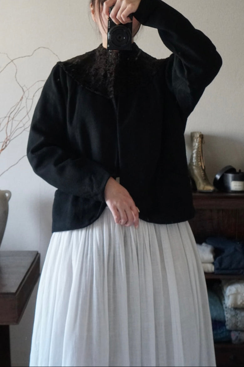 1940's Black Wool×Shearling Lamb Jacket