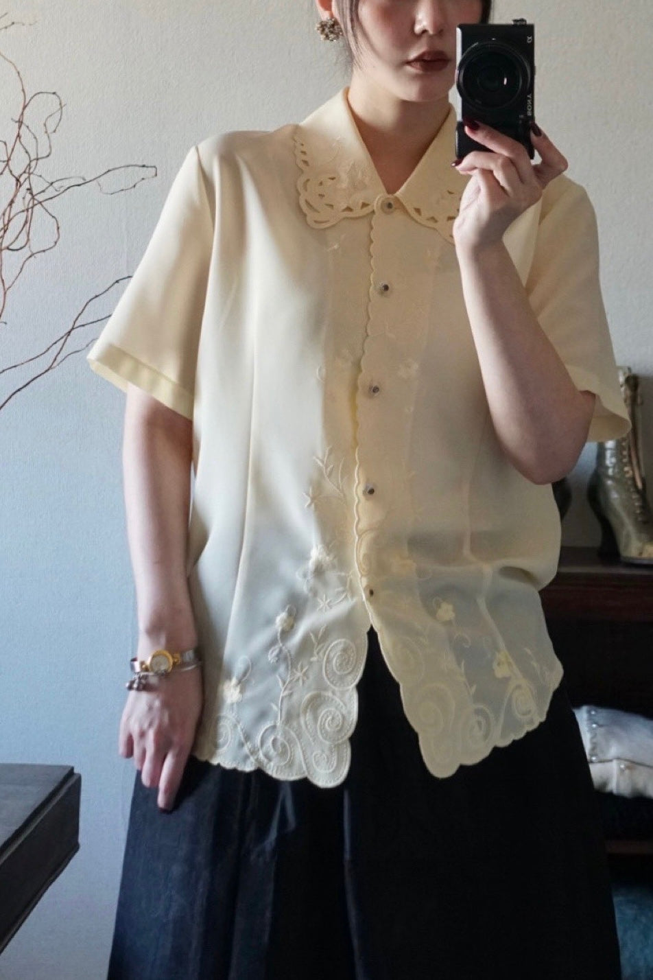 Vintage Flower Embroidery Blouse