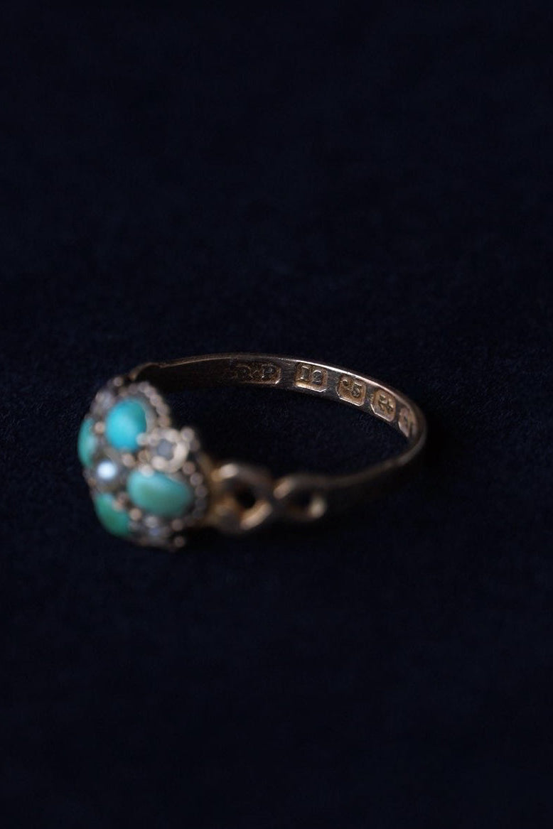 1864-65 Turquoise×Pearl×White Garnet Ring