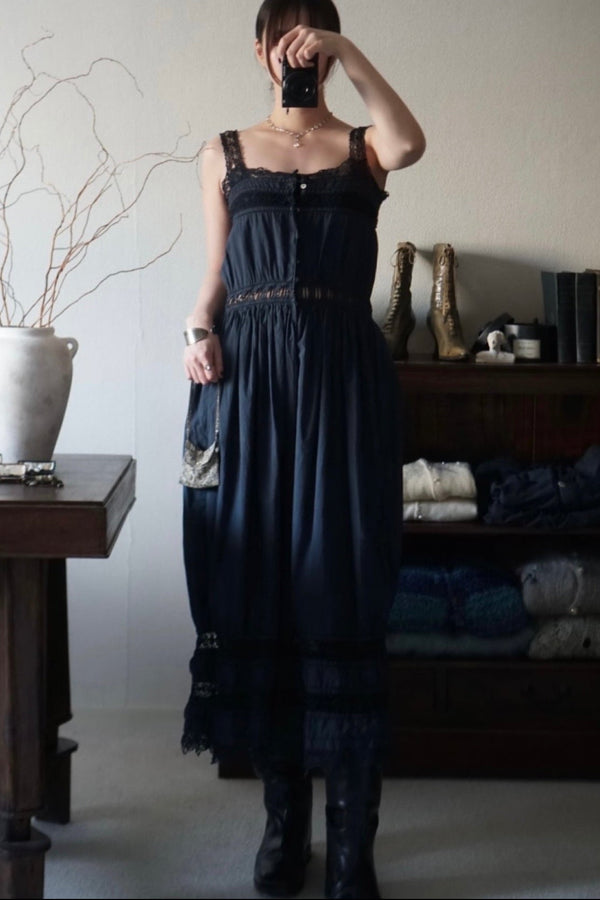 Antique French Black Cotton Dress