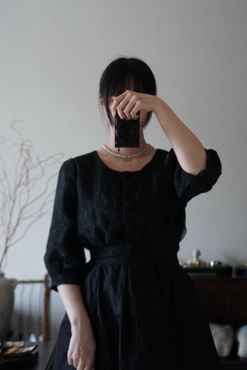 Vintage Black Sheer Blouse