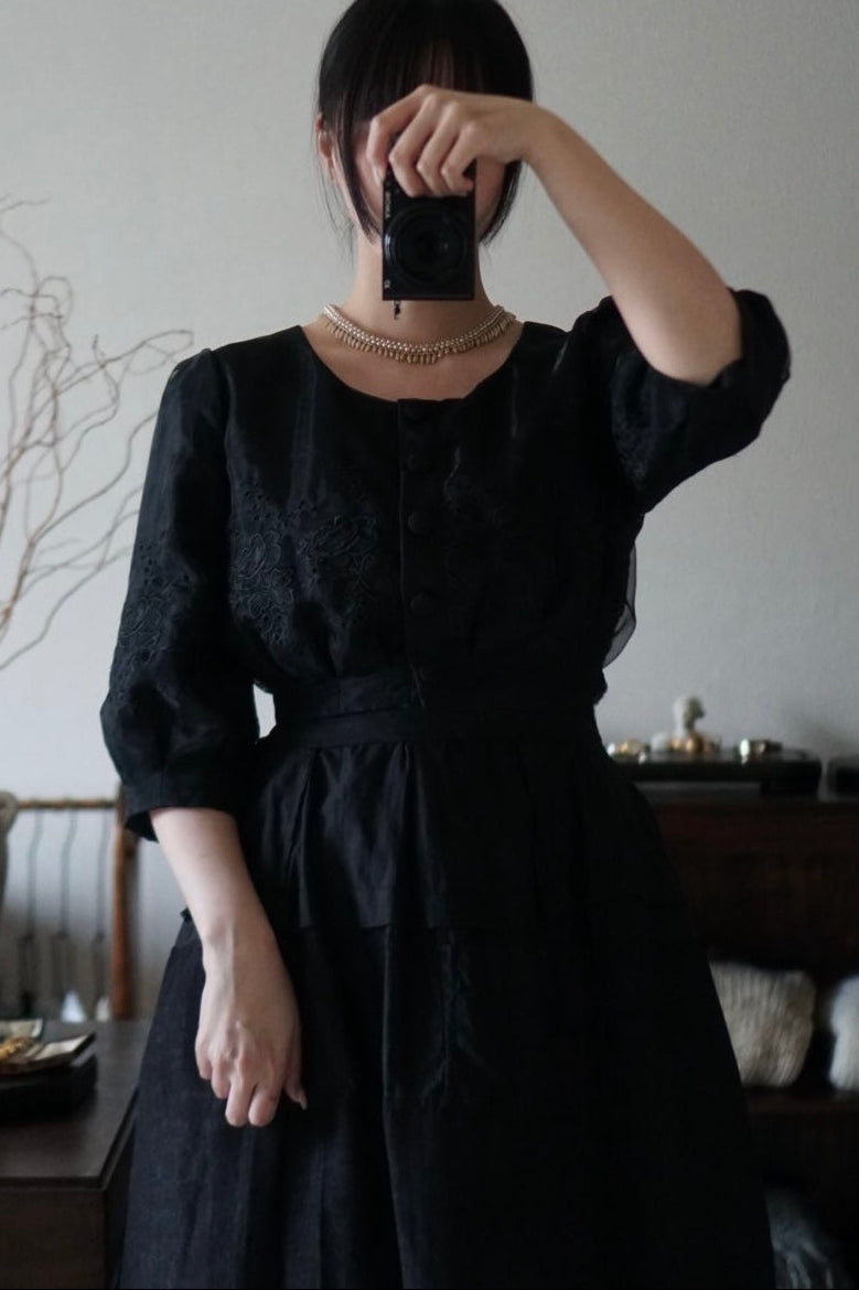 Vintage Black Sheer Blouse