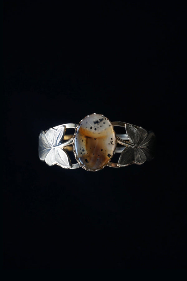 Vintage Speckled Agate Gold Leaf Bangle